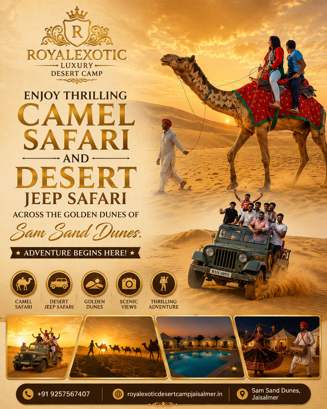 Luxury Desert Camp Jaisalmer, Royal Exotic Desert Camp Jaisalmer, Best Desert Camp in Jaisalmer, Sam Sand Dunes Desert Camp, Luxury Swiss Tent Jaisalmer, Desert Camp Rajasthan